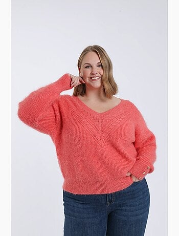 Pull maille poilue uni PAPRIKA