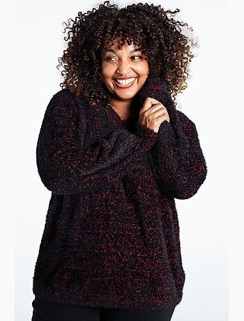 Pull maille pop-corn uni PAPRIKA