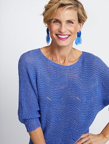 Pull maille reliefée ajourée volume boîte - Afibel