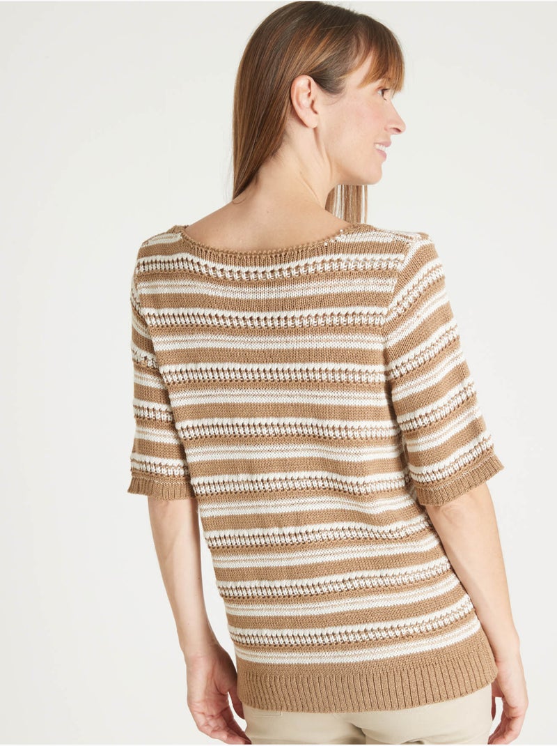 Pull maille ruban brillante - DAXON Ecru - Kiabi
