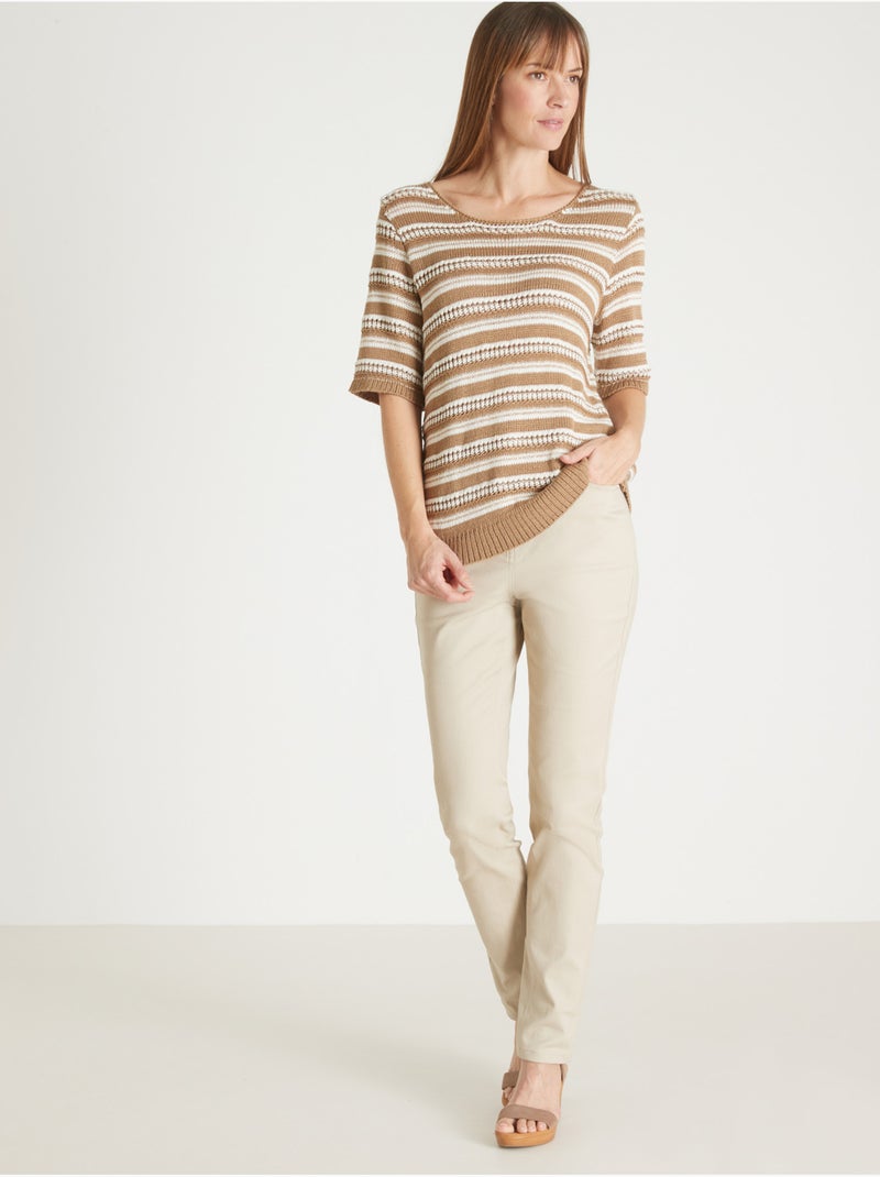 Pull maille ruban brillante - DAXON Ecru - Kiabi