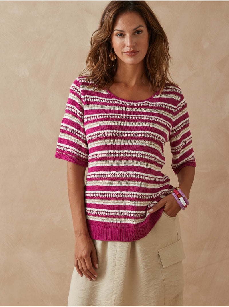 Pull maille ruban brillante - DAXON Rose/Multicolore - Kiabi