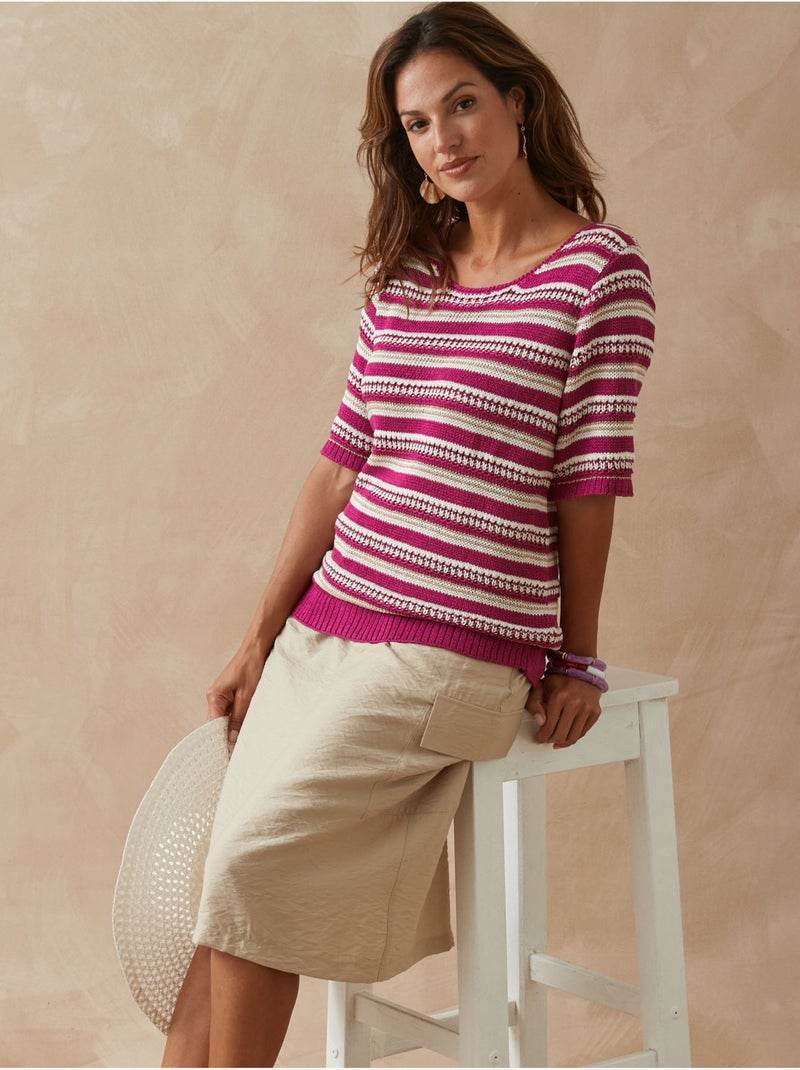 Pull maille ruban brillante - DAXON Rose/Multicolore - Kiabi