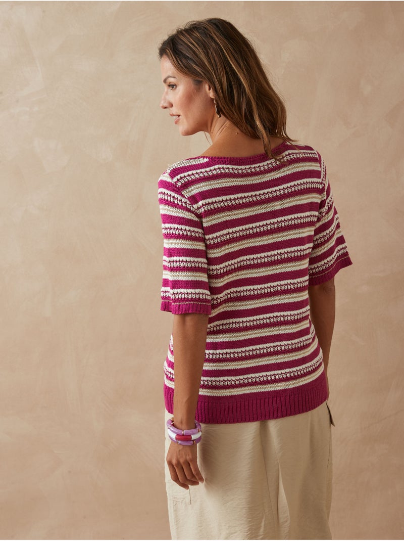 Pull maille ruban brillante - DAXON Rose/Multicolore - Kiabi