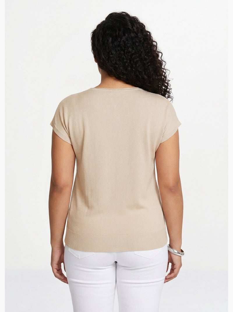 Pull maille scintillante manches kimono - Afibel Beige - Kiabi