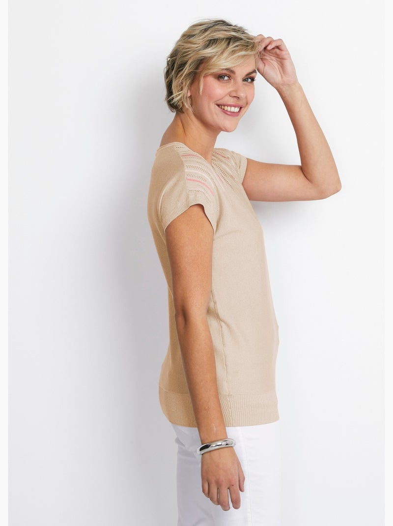 Pull maille scintillante manches kimono - Afibel Beige - Kiabi
