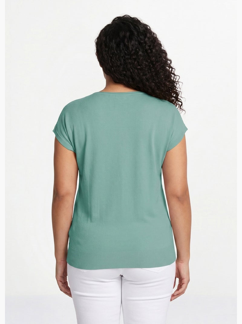 Pull maille scintillante manches kimono - Afibel Bleu aqua - Kiabi