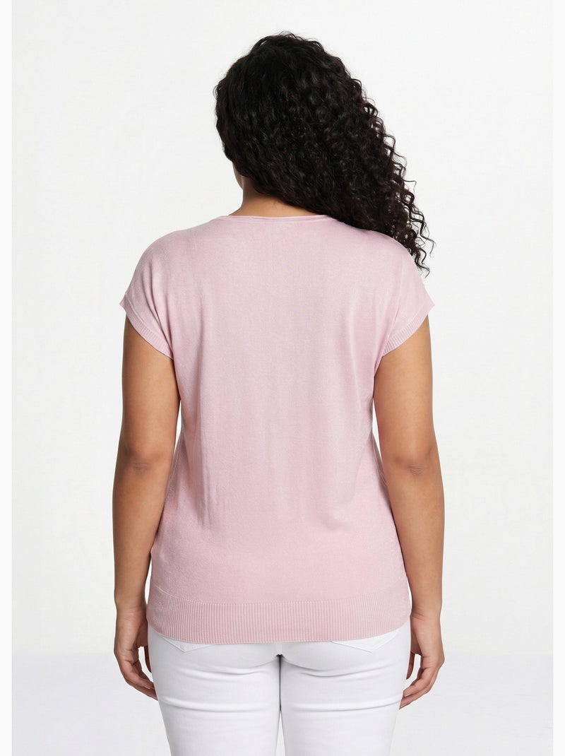 Pull maille scintillante manches kimono - Afibel Rose - Kiabi