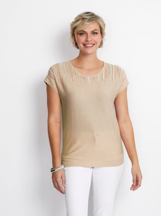 Pull maille scintillante manches kimono