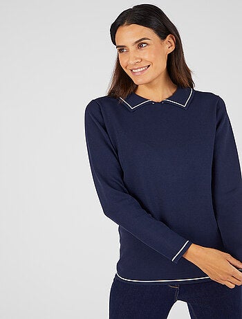 Pull maille serrée col polo - Damart