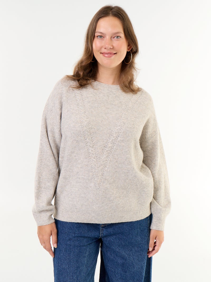 Pull maille torsadée Beige - Kiabi