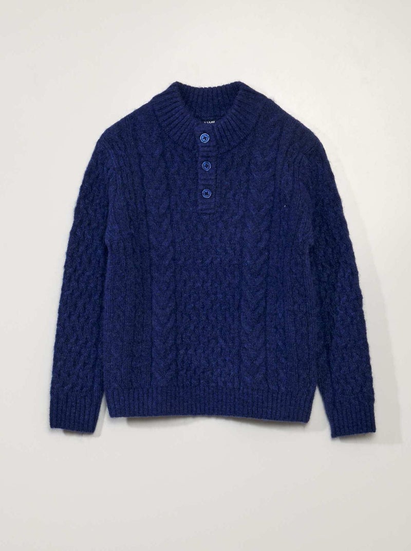 Pull maille torsadée BLEU - Kiabi