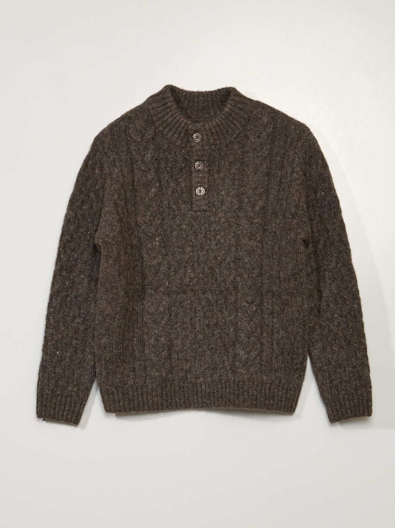 Pull maille torsadée MARRON - Kiabi