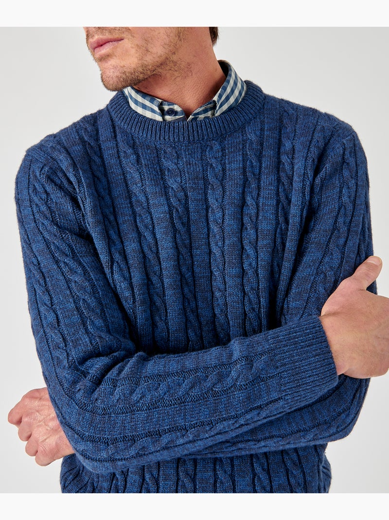 Pull maille torsades  - Damart Bleu marine - Kiabi