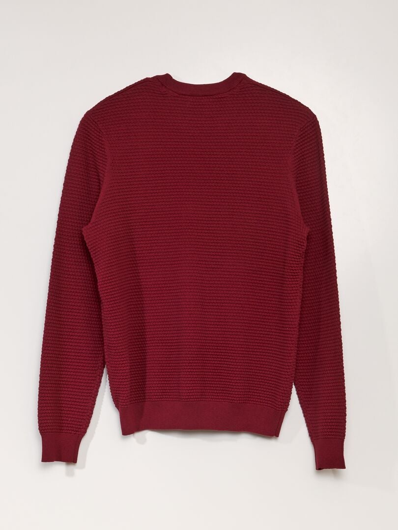 Pull Maille Tricot Point De Riz - Rouge - Kiabi - 18.00€