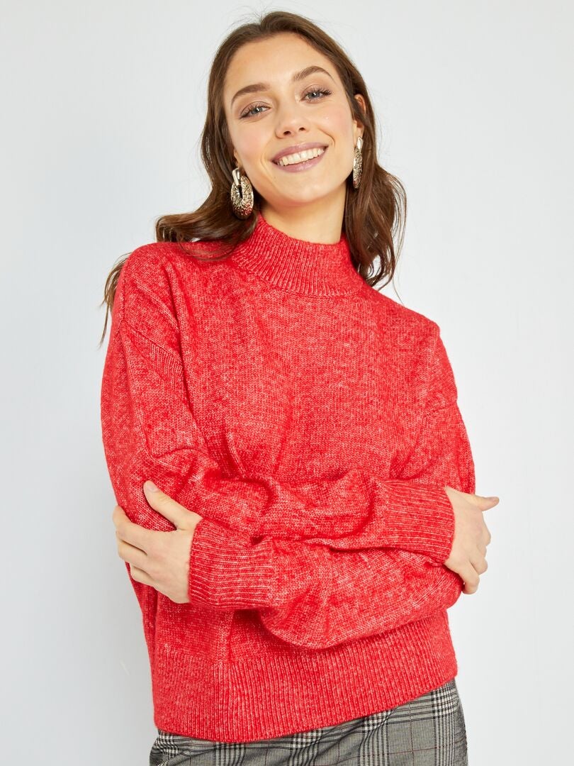 Pull maille tricot rouge - Kiabi