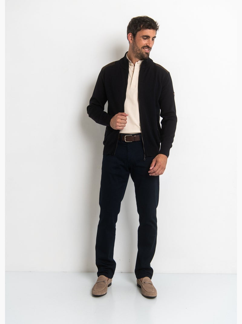Pull maille zippé avec col montant - AFIBEL Bleu marine - Kiabi