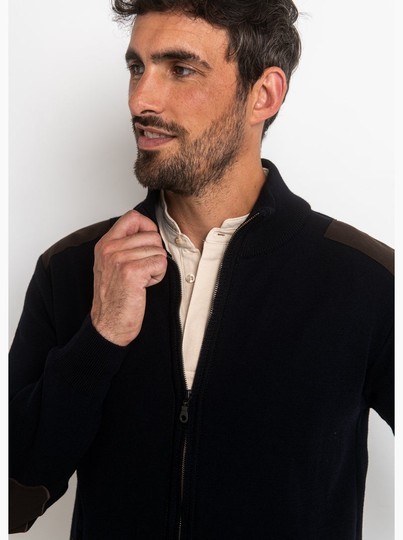Pull maille zippé avec col montant - AFIBEL Bleu marine - Kiabi