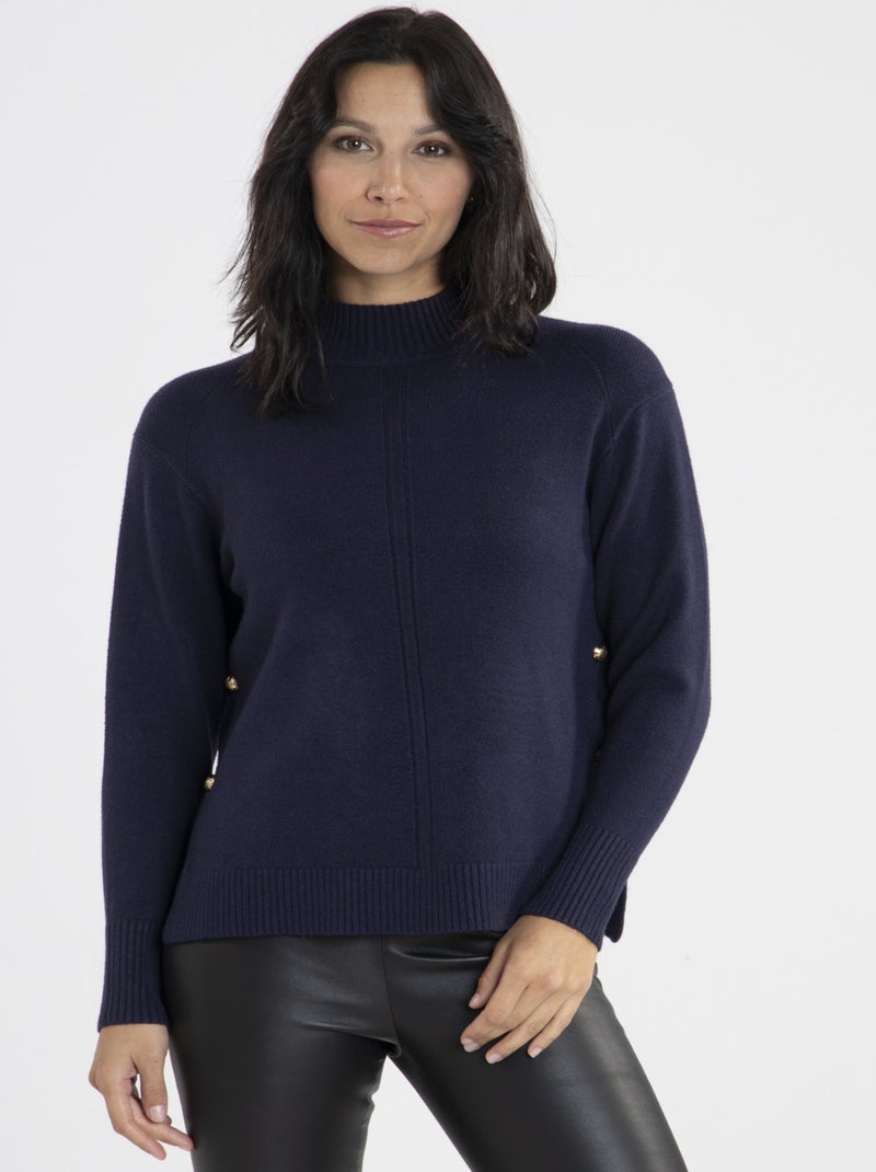 Pull Malo Navy | Gerard Pasquier Avec Col Cheminée | Gerard Pasquier Bleu marine - Kiabi