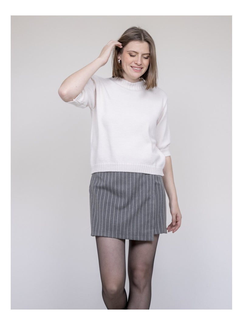 Pull manche courte KERLAZ Ecru - Kiabi
