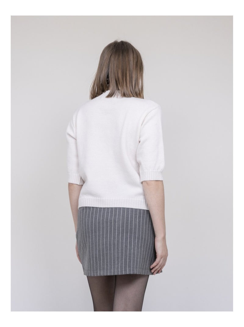 Pull manche courte KERLAZ Ecru - Kiabi