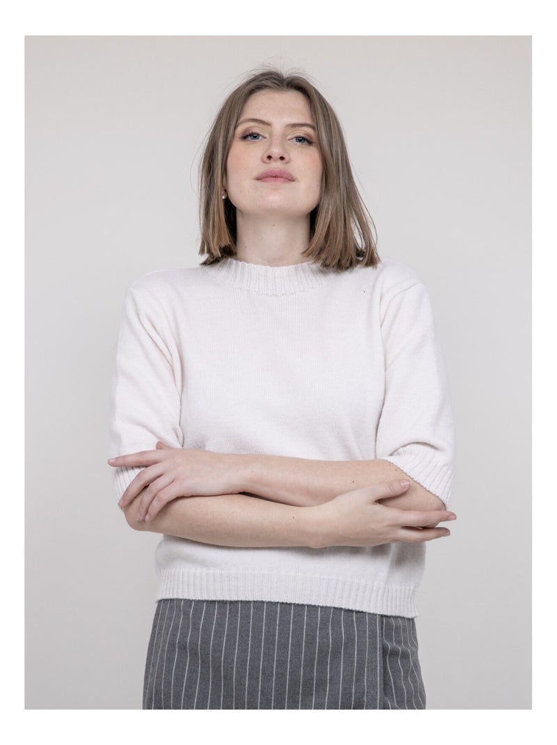 Pull manche courte KERLAZ Ecru - Kiabi