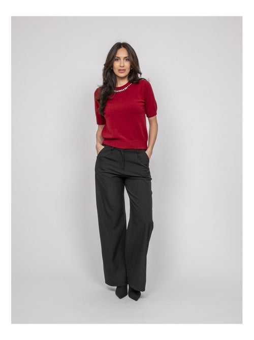 Pull manche courte strass au col KACOOPER - Kiabi