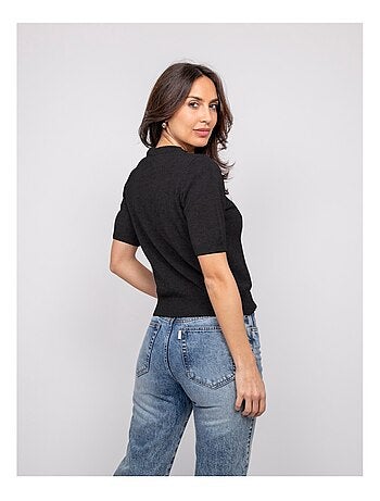 Pull manche courte strass au col KACOOPER