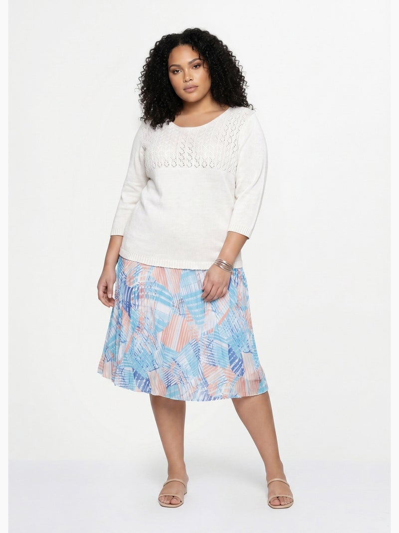 Pull manches 3/4 ajouré - Afibel Blanc - Kiabi
