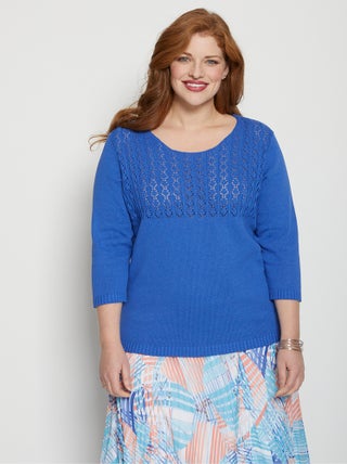 Pull manches 3/4 ajouré