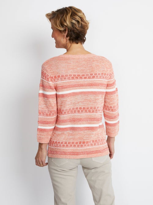 Pull manches 3/4 effet rayé - Afibel - Kiabi