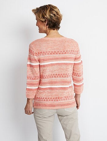 Pull manches 3/4 effet rayé