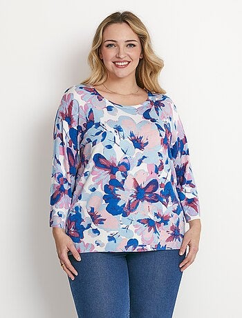Pull manches 3/4 imprimé floral - Afibel