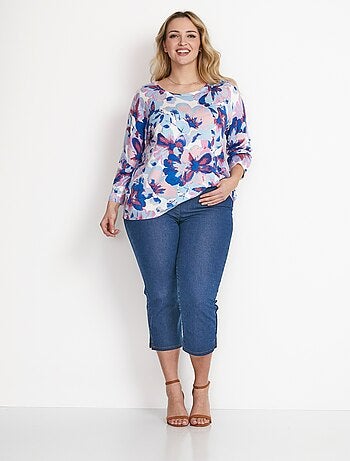 Pull manches 3/4 imprimé floral - Afibel
