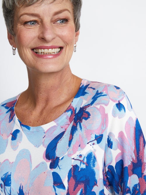 Pull manches 3/4 imprimé floral - Afibel - Kiabi