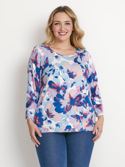 Pull manches 3/4 imprimé floral - Kiabi