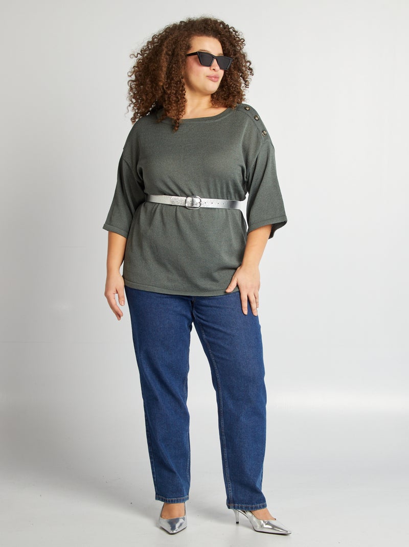 Pull manches 3/4 kaki - Kiabi