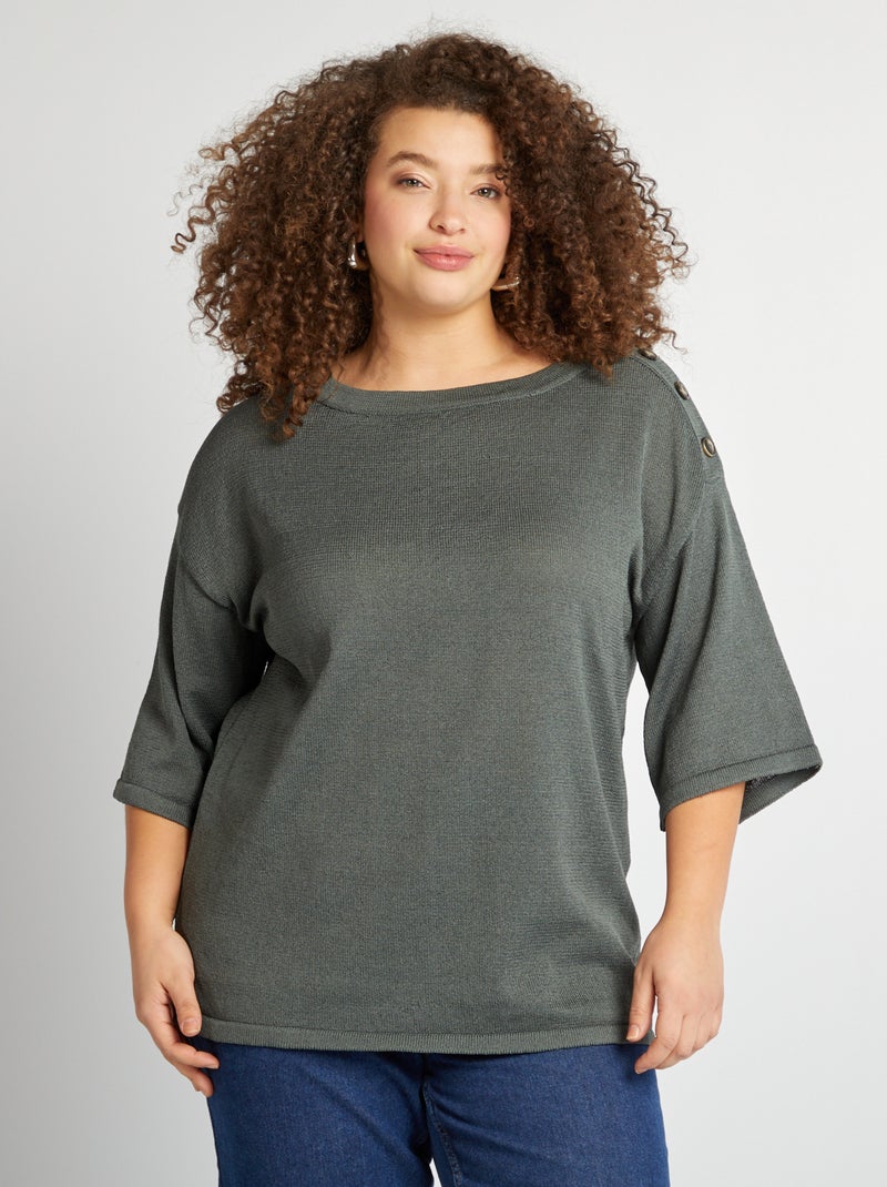 Pull manches 3/4 kaki - Kiabi