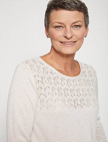 Pull manches 3/4 maille brillante - Afibel