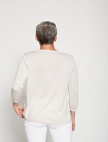 Pull manches 3/4 maille brillante