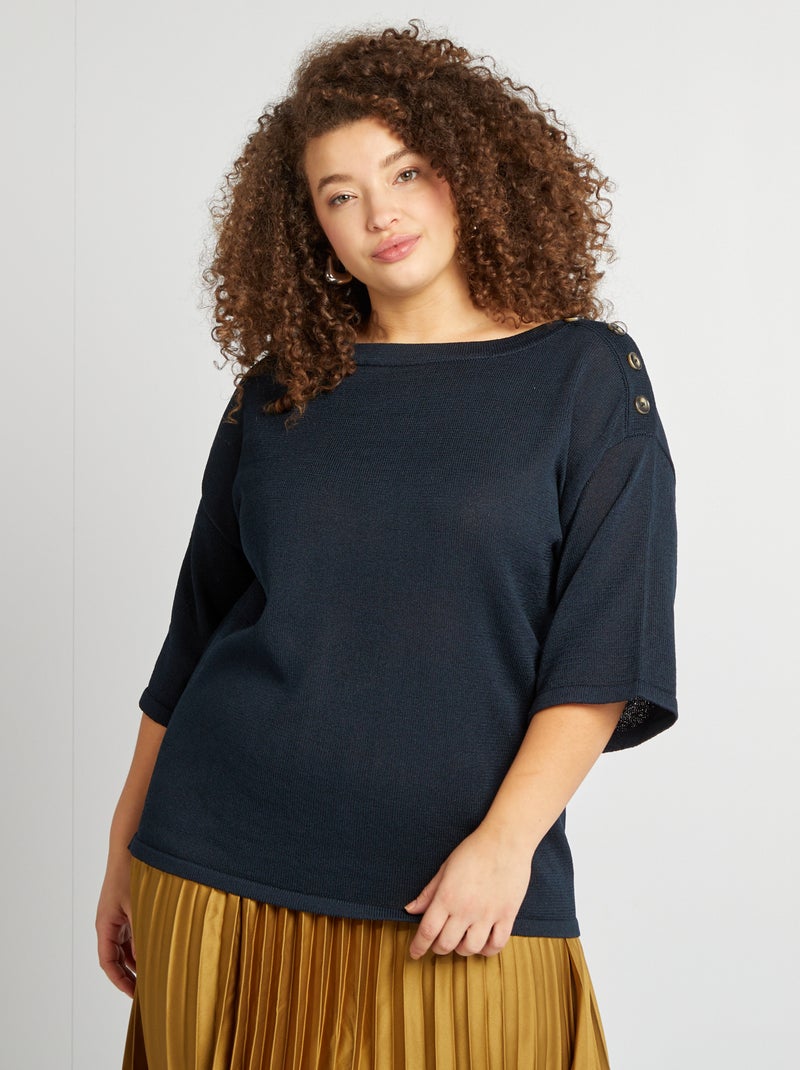 Pull manches 3/4 Marine - Kiabi