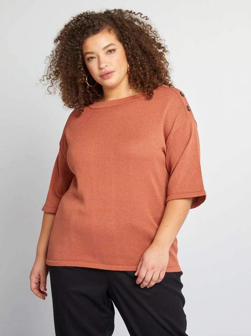 Pull manches 3/4 Rose - Kiabi