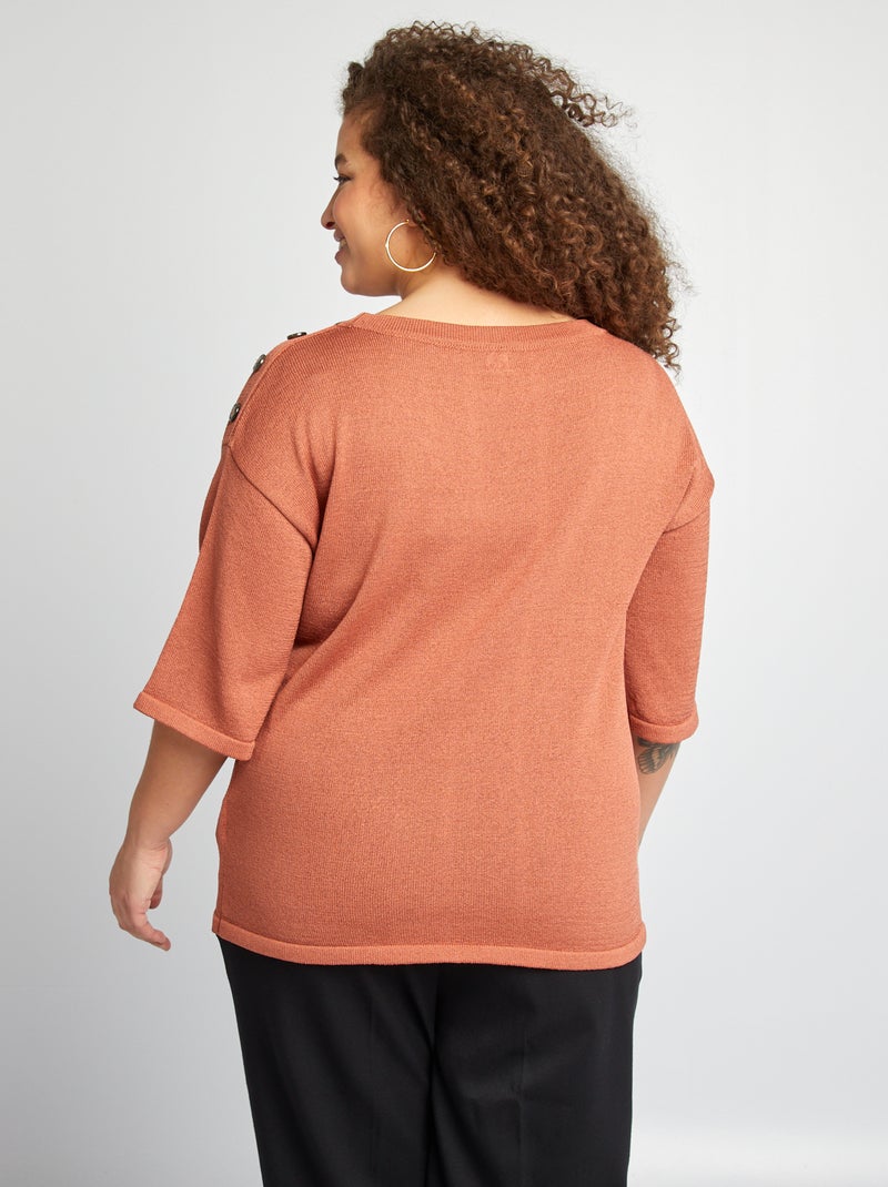 Pull manches 3/4 Rose - Kiabi