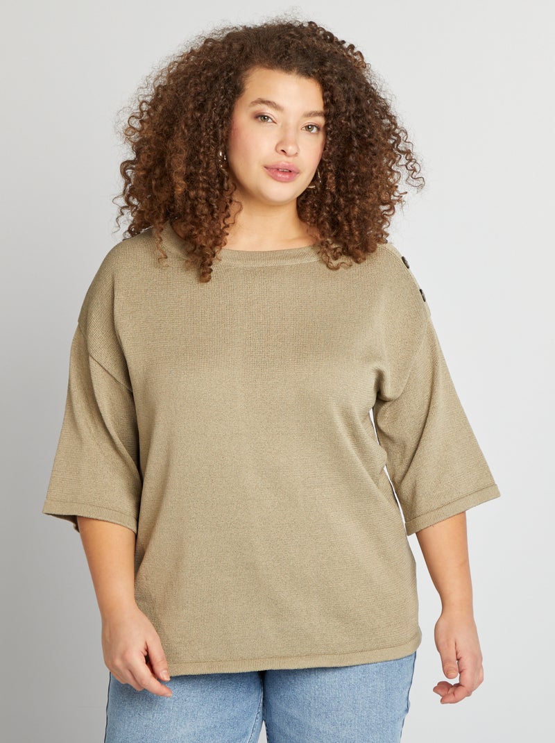 PULL MANCHE 3/4 -KAKI FONCE – Le Grand Comptoir