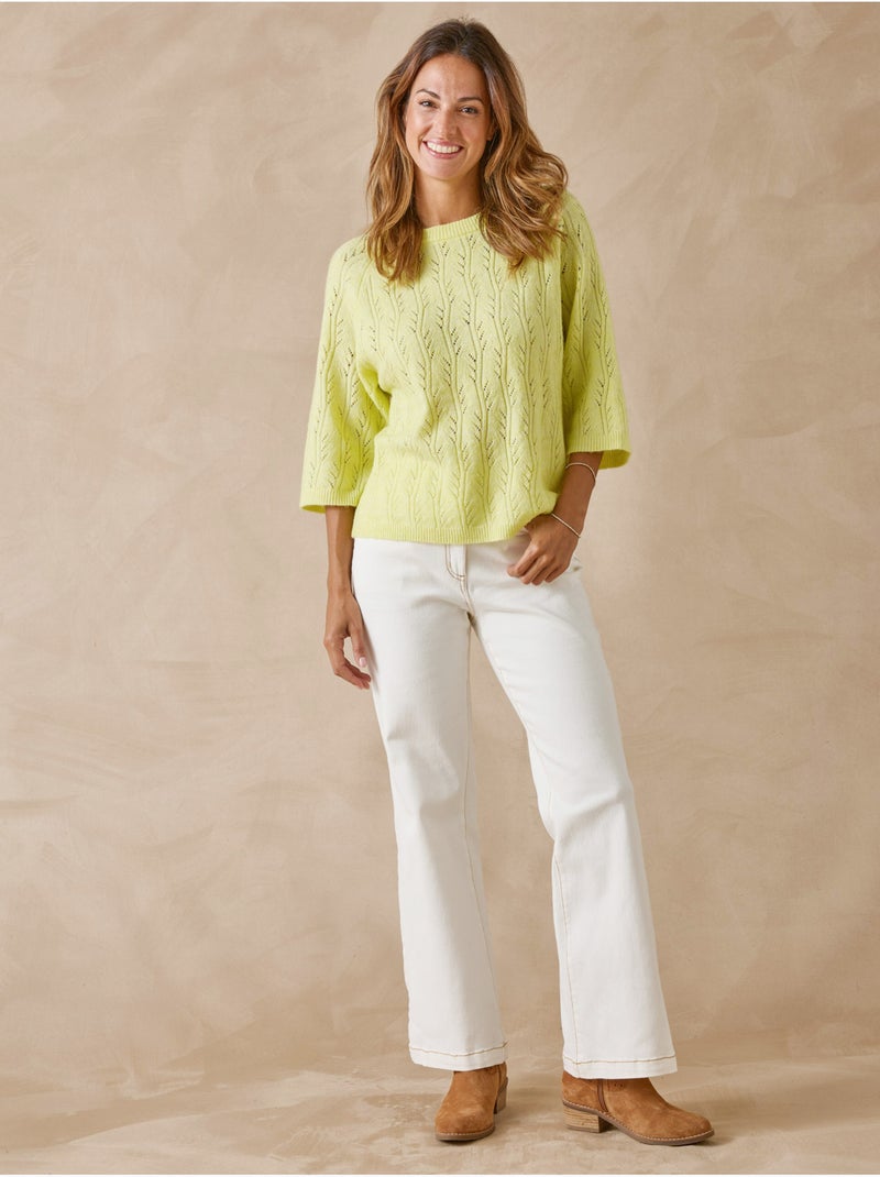 Pull manches au coude 5% laine - DAXON Jaune - Kiabi