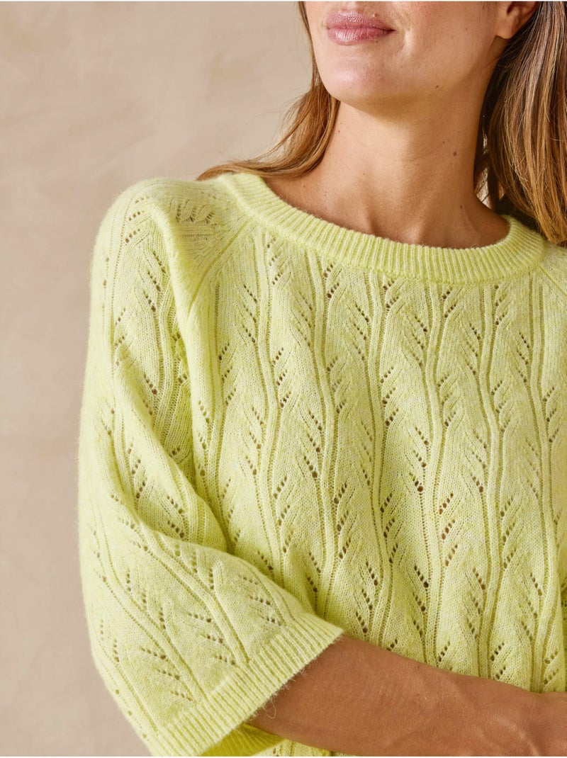 Pull manches au coude 5% laine - DAXON Jaune - Kiabi