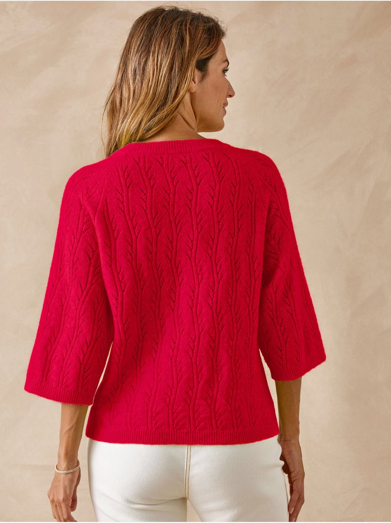 Pull manches au coude 5% laine - DAXON Rouge - Kiabi