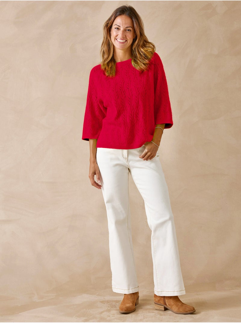 Pull manches au coude 5% laine - DAXON Rouge - Kiabi