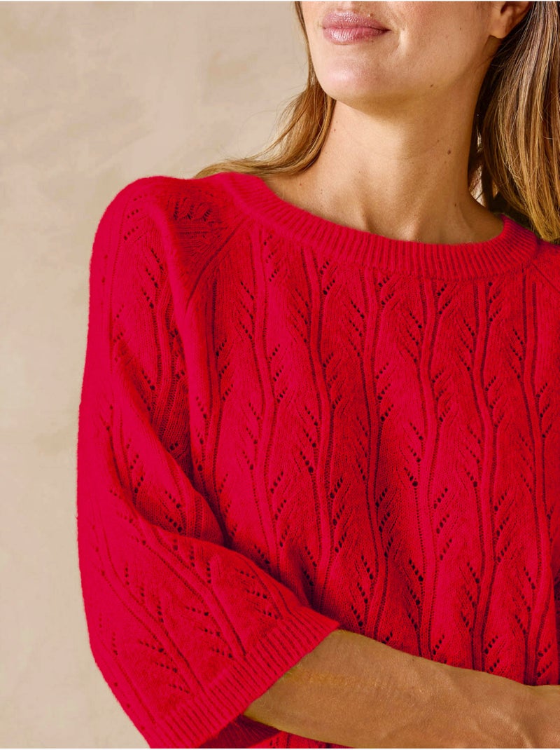 Pull manches au coude 5% laine - DAXON Rouge - Kiabi