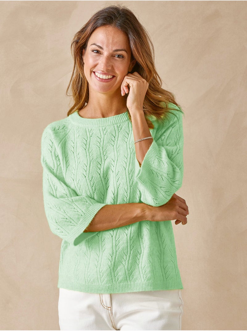 Pull manches au coude 5% laine - DAXON Vert - Kiabi